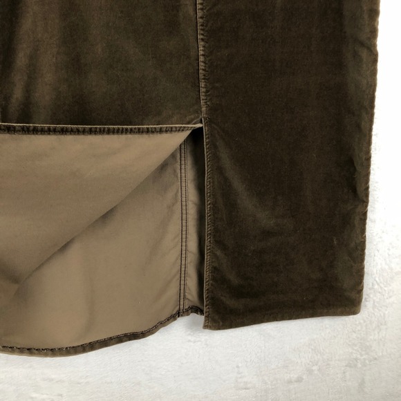 SUNDANCE Velvet Midi Skirt Sz 12 Brown Button Front 100% Cotton Casual Comfort - Picture 10 of 11